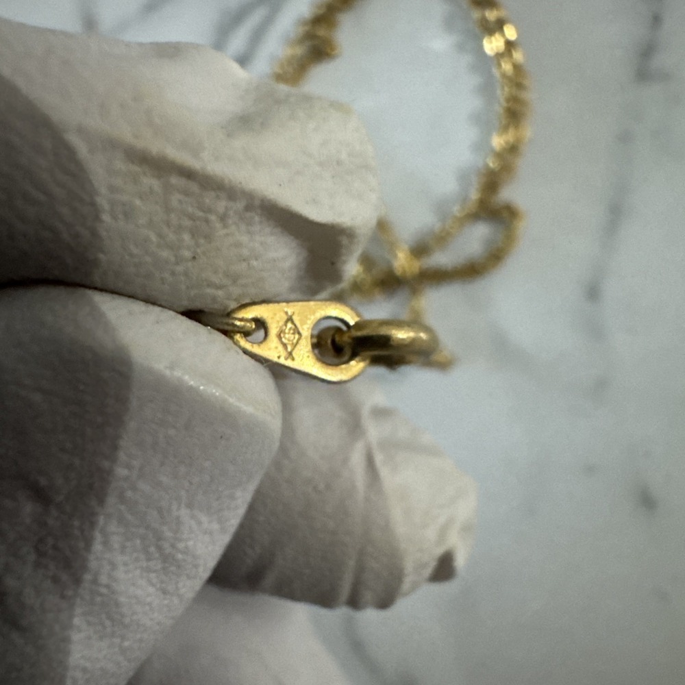 2.333 Vintage necklace, 10K gold plating, chain, mother-of-pearl pendant, coral - Picture 4 of 9